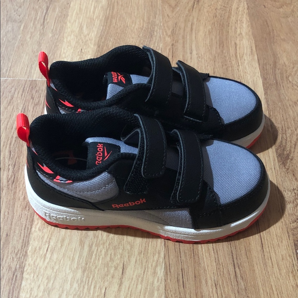 Reebok Kids Black, Gray & Red Velcro Athletic Sneaker